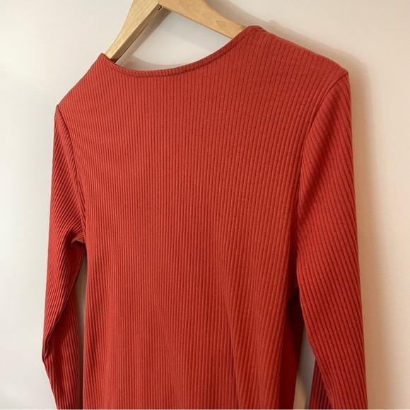 Addition Elle Ribbed Wrap Top Womens 1X Burnt Orange Pumpkin Long Sleeve EUC - Picture 8 of 11